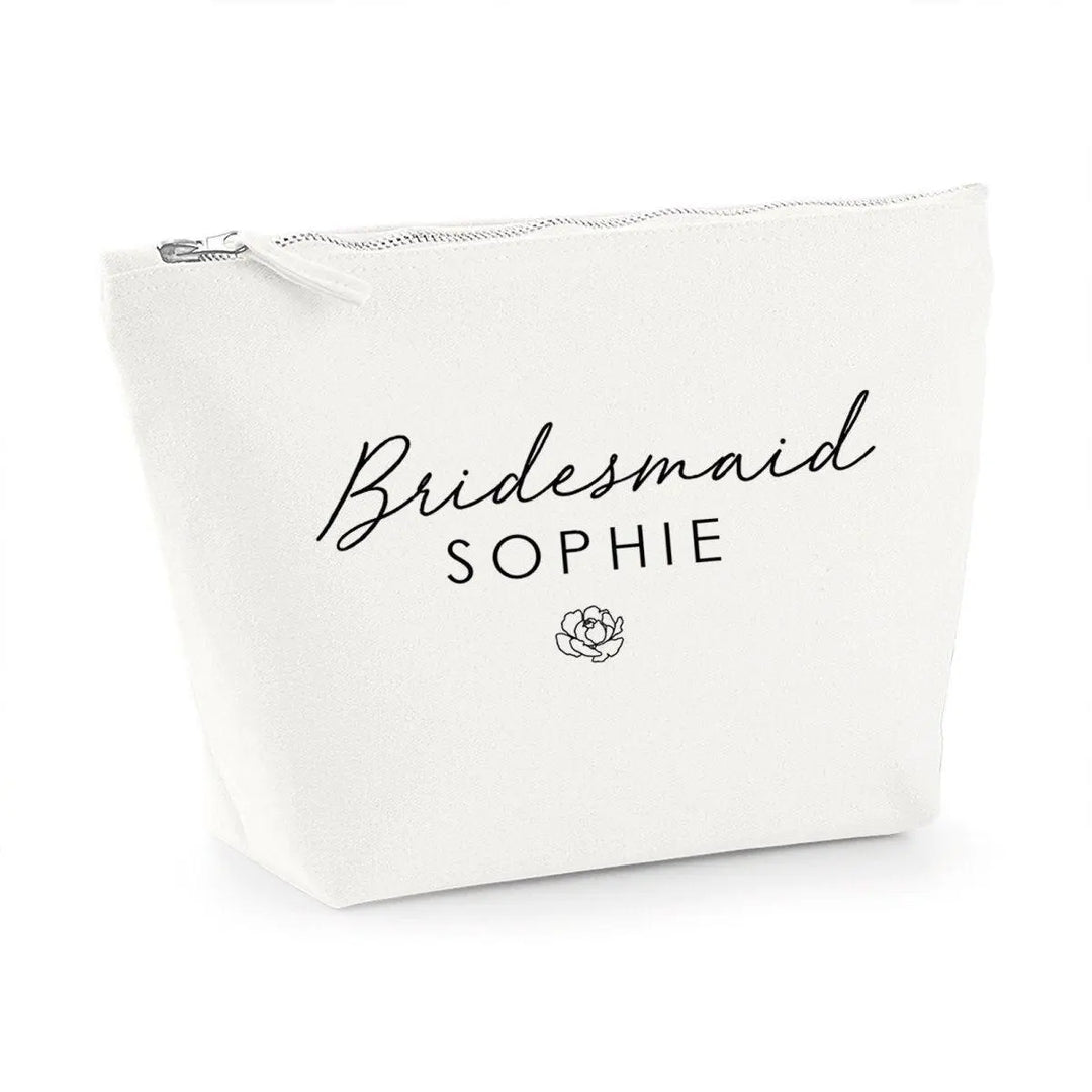 Personalised Bridesmaid Makeup Bag, Bridesmaid Favour, Bridal Party Gift, Toiletry Bag, Name Makeup Bag, Bride to Be Gift, Bridesmaid Gift