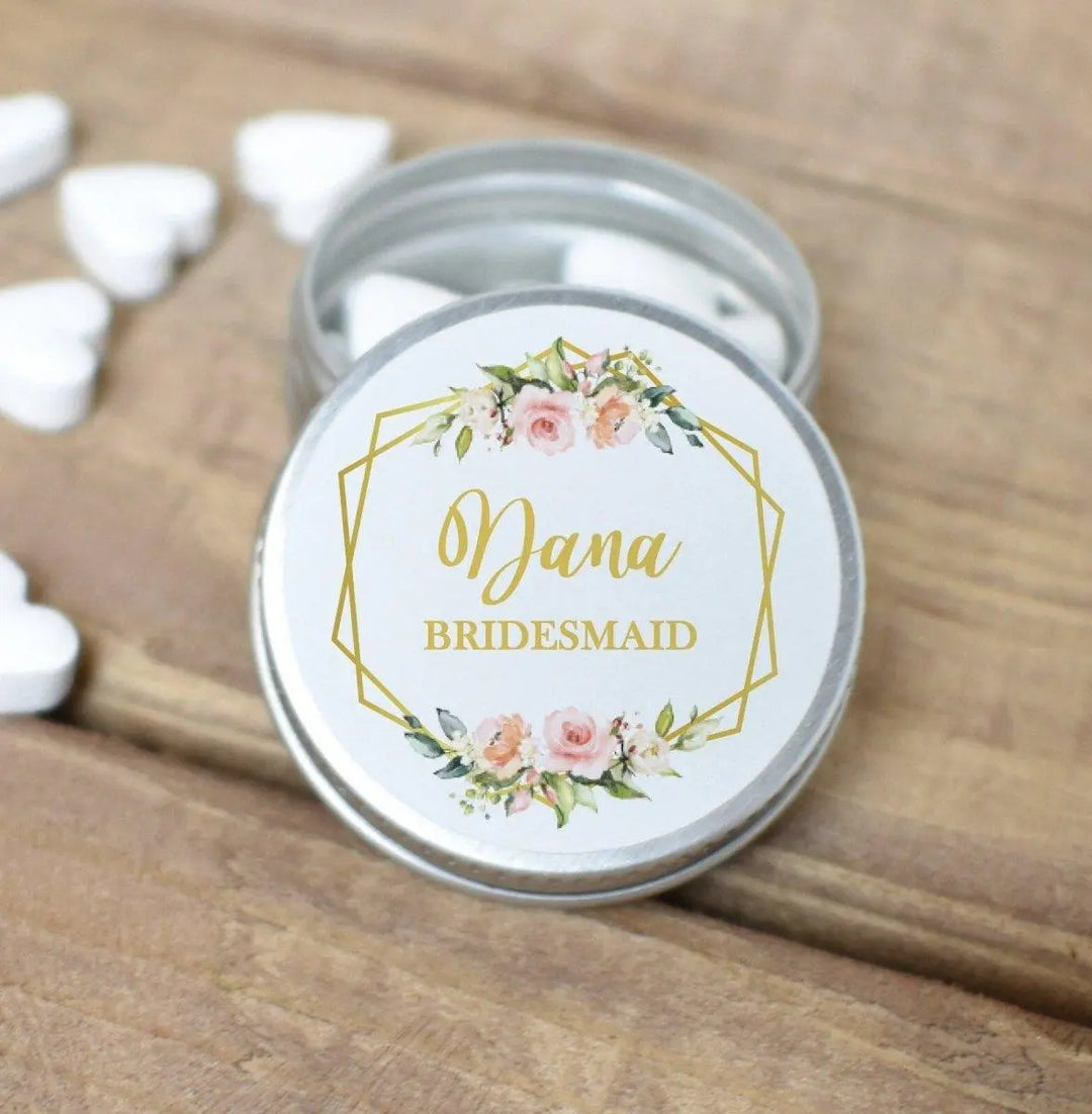 Personalised Bridesmaid Mint Tin, Bridesmaid Proposal Gift, Bridesmaid Proposal, Bridesmaid Mint Tin DIY Small Bridal Party Gift, Party Bag