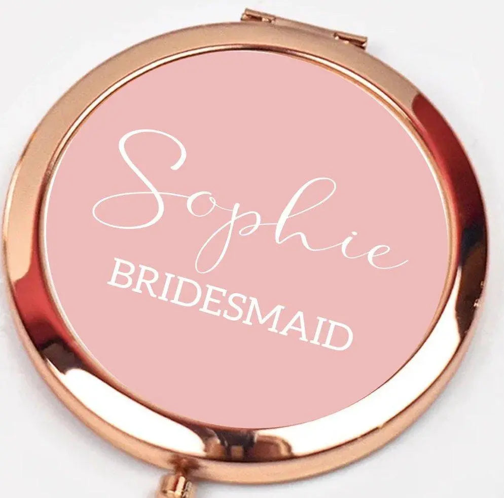 Personalised Bridesmaid Pocket Mirror, Bride Compact Mirror, Maid of Honour Pocket Mirror, Bridesmaid Favour, Bridal Party Gift, Hand Mirror