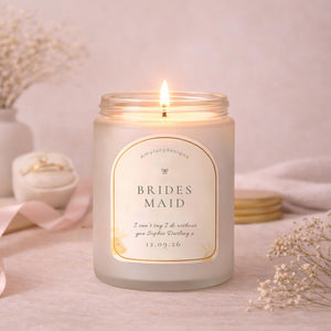 Overhead view of the personalised Bridesmaid Proposal Candle