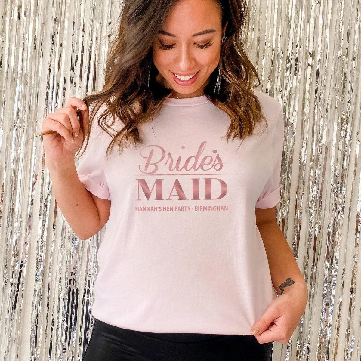 Personalised Bridesmaid T-shirt, Bridal Party T-shirts, Organic Hen Tops, Hen Night Hen Vibes T-shirts, Rose Gold Hen Tops, Maid of Honour