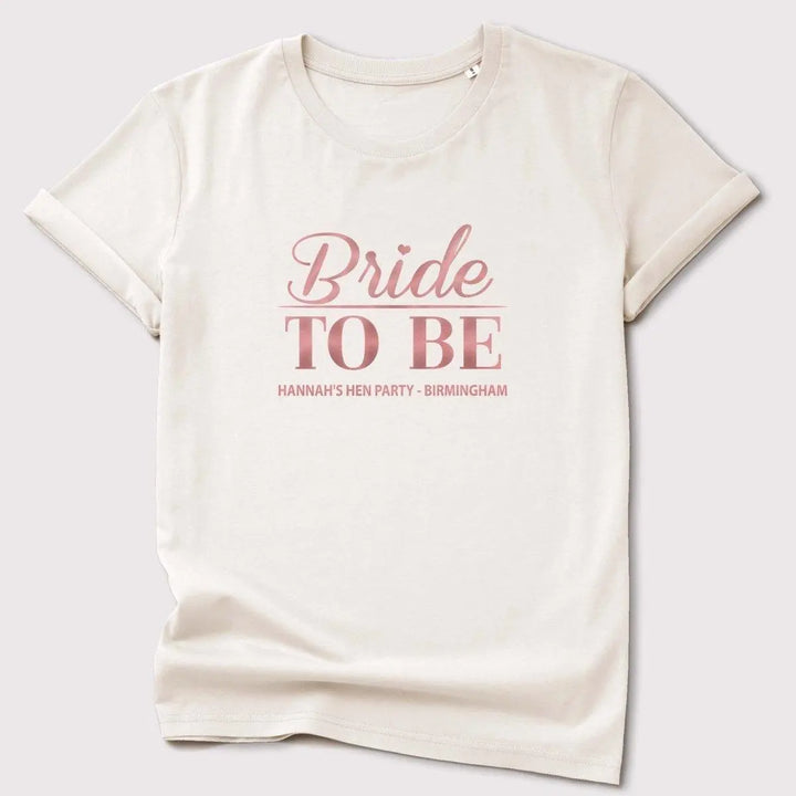 Personalised Bridesmaid T-shirt, Bridal Party T-shirts, Organic Hen Tops, Hen Night Hen Vibes T-shirts, Rose Gold Hen Tops, Maid of Honour