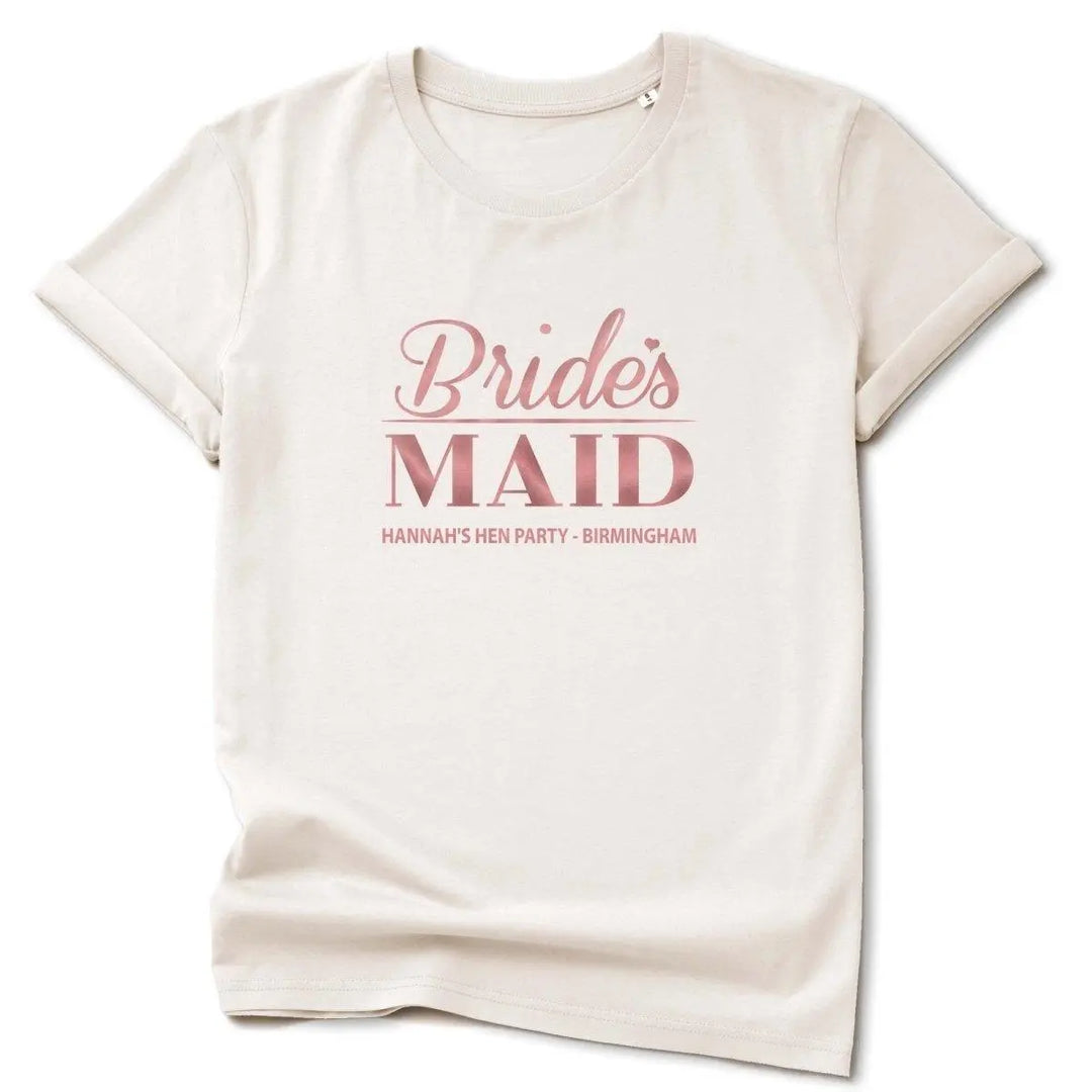 Personalised Bridesmaid T-shirt, Bridal Party T-shirts, Organic Hen Tops, Hen Night Hen Vibes T-shirts, Rose Gold Hen Tops, Maid of Honour