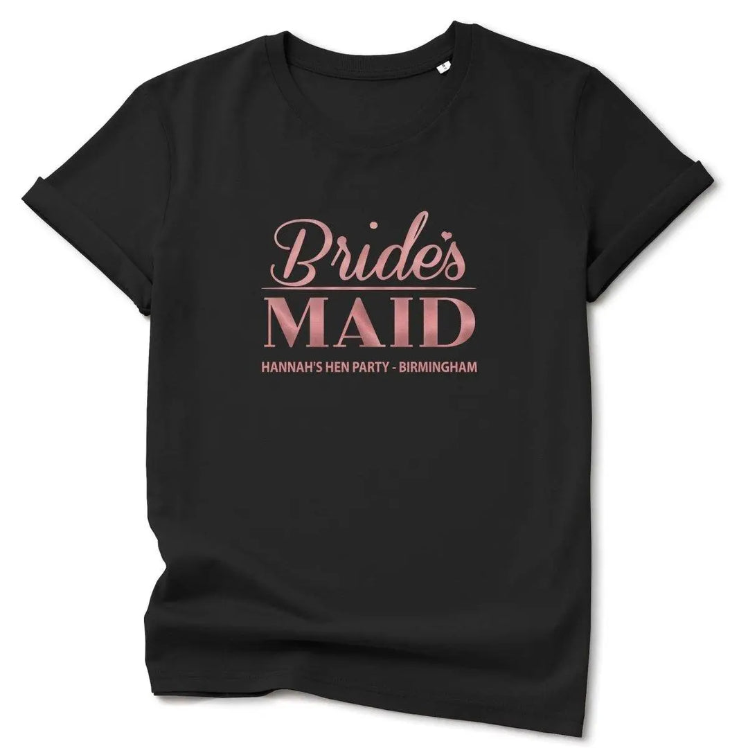 Personalised Bridesmaid T-shirt, Bridal Party T-shirts, Organic Hen Tops, Hen Night Hen Vibes T-shirts, Rose Gold Hen Tops, Maid of Honour