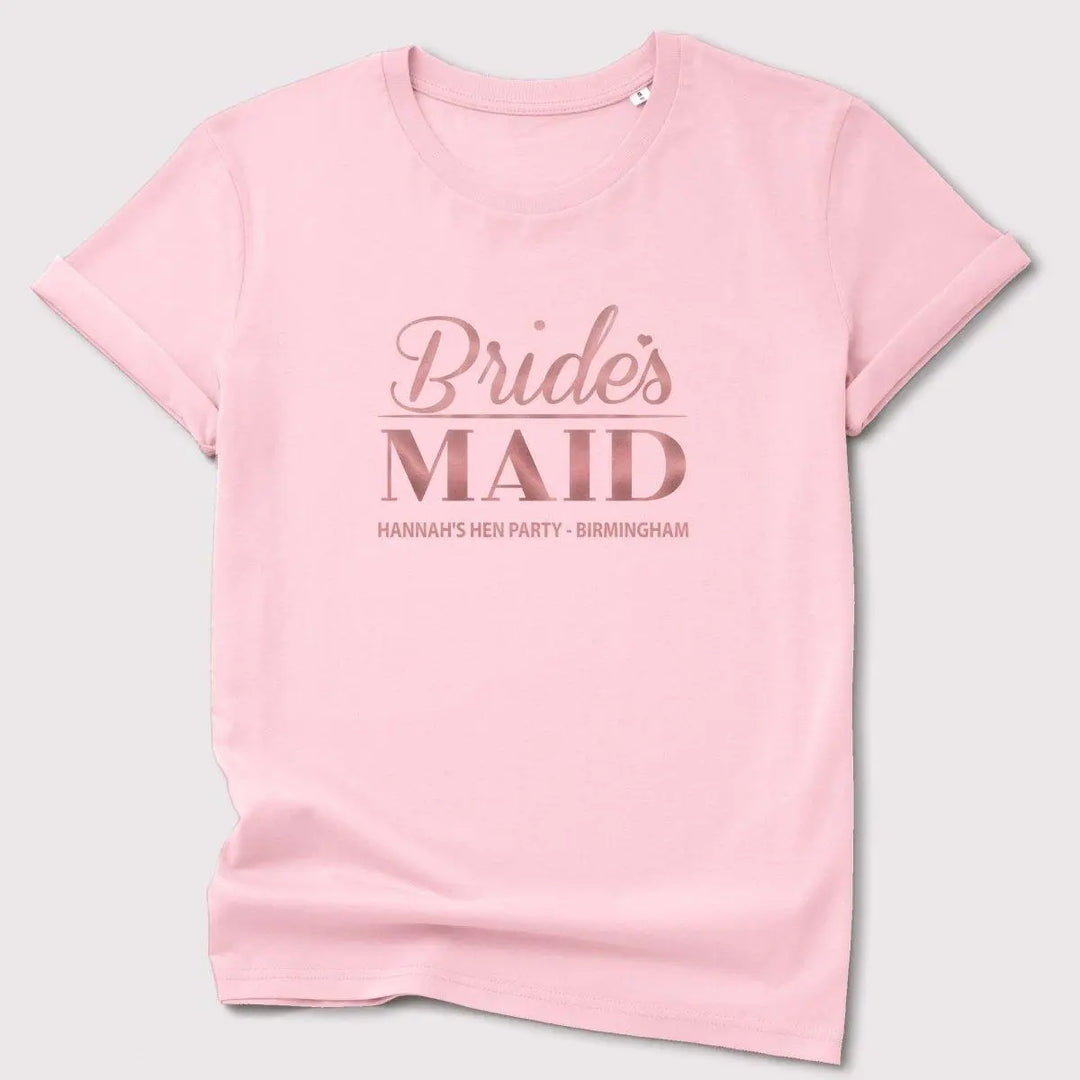 Personalised Bridesmaid T-shirt, Bridal Party T-shirts, Organic Hen Tops, Hen Night Hen Vibes T-shirts, Rose Gold Hen Tops, Maid of Honour