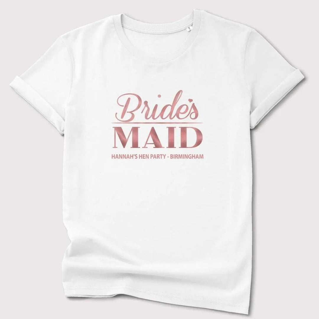 Personalised Bridesmaid T-shirt, Bridal Party T-shirts, Organic Hen Tops, Hen Night Hen Vibes T-shirts, Rose Gold Hen Tops, Maid of Honour