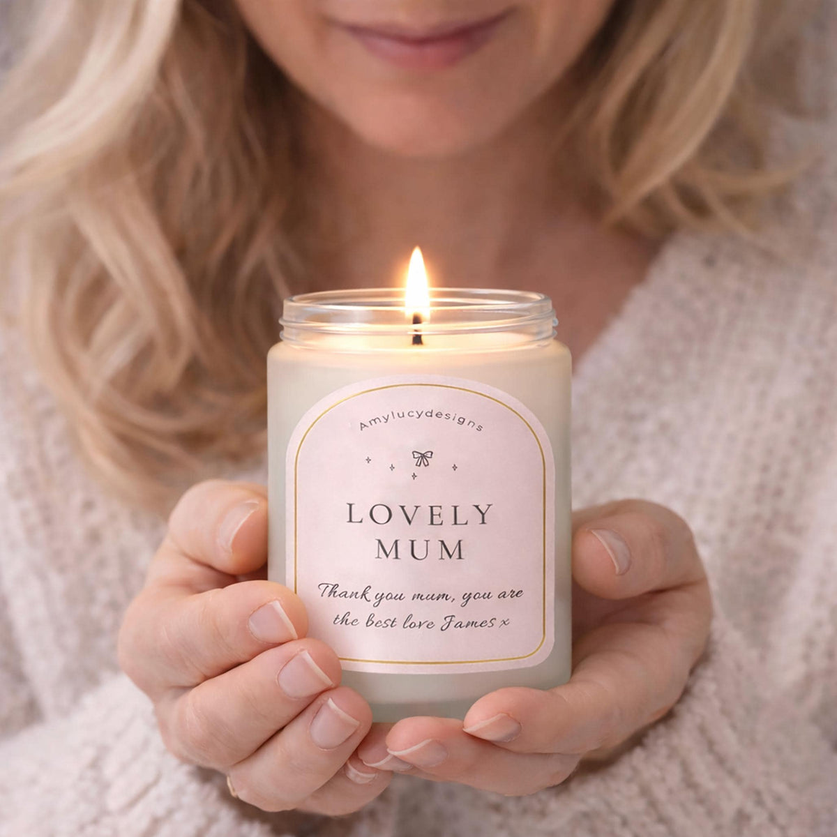 Personalised Candle Gift for Mum shown from the front