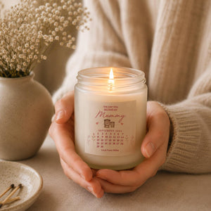 Lit personalised Candle Gift for Nanny in a styled setting