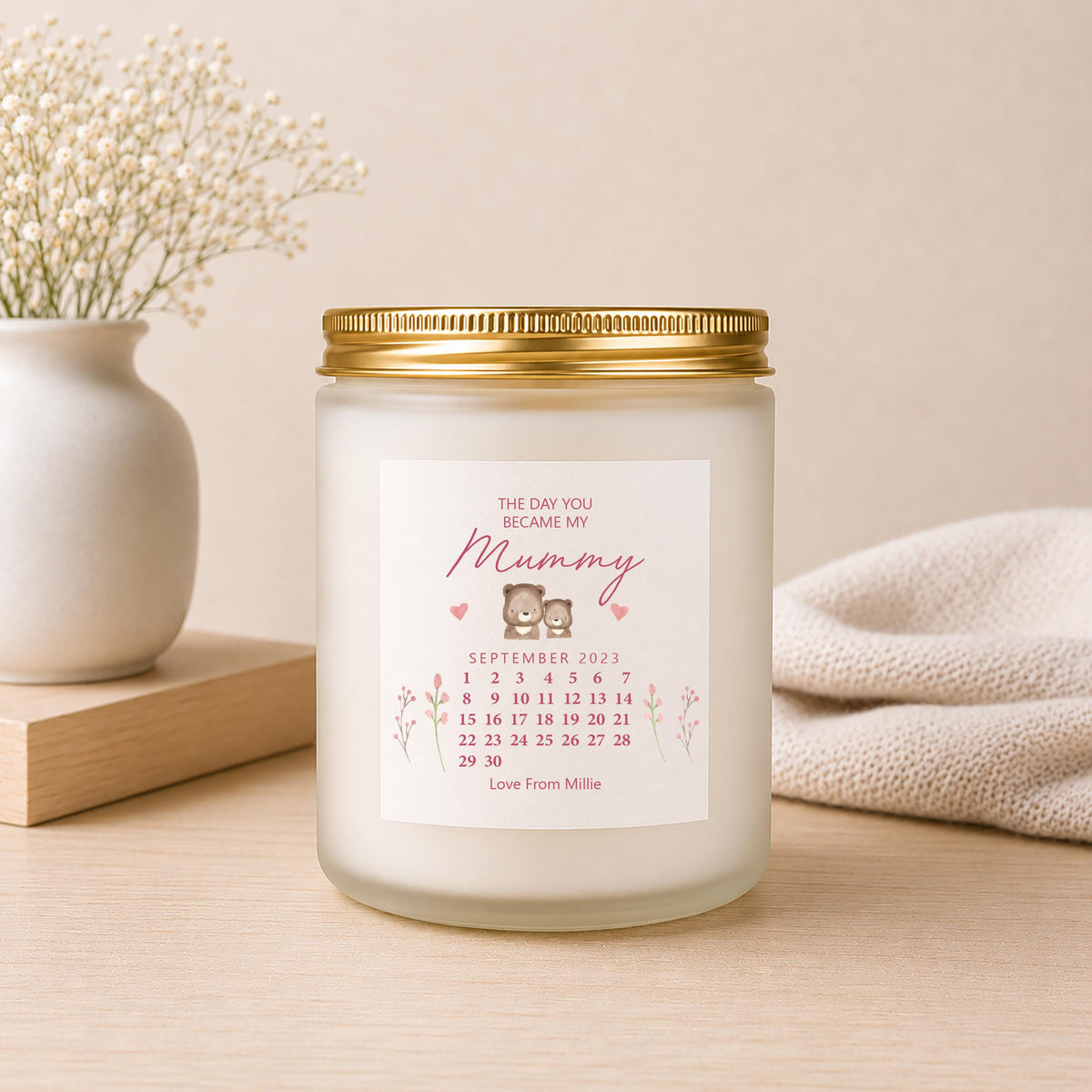 Personalised Candle Gift for Nanny shown from the front