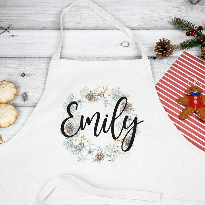 Personalised Christmas Apron, Custom Christmas Aprons, Personalised Christmas Gifts, Personalised Ladies Apron, Christmas Gift, Wreath Apron