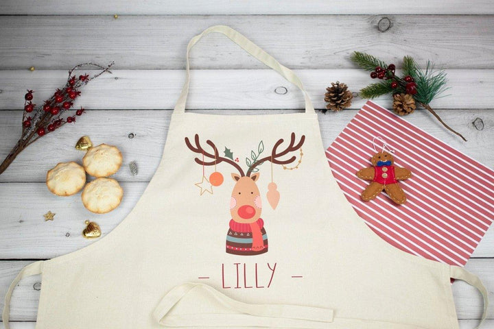 Personalised Christmas Apron, Custom Made Reindeer Aprons, Personalised Christmas Gifts, Personalised Ladies Apron, Christmas Gifts, Xmas