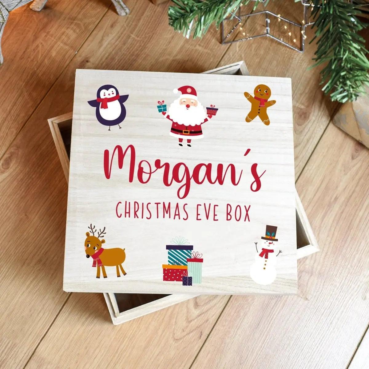 Personalised Christmas Box, Child Christmas Eve Crate, Printed Wooden Box, Luxury Gift Box, Large Christmas Box, Kids Christmas Wood Box