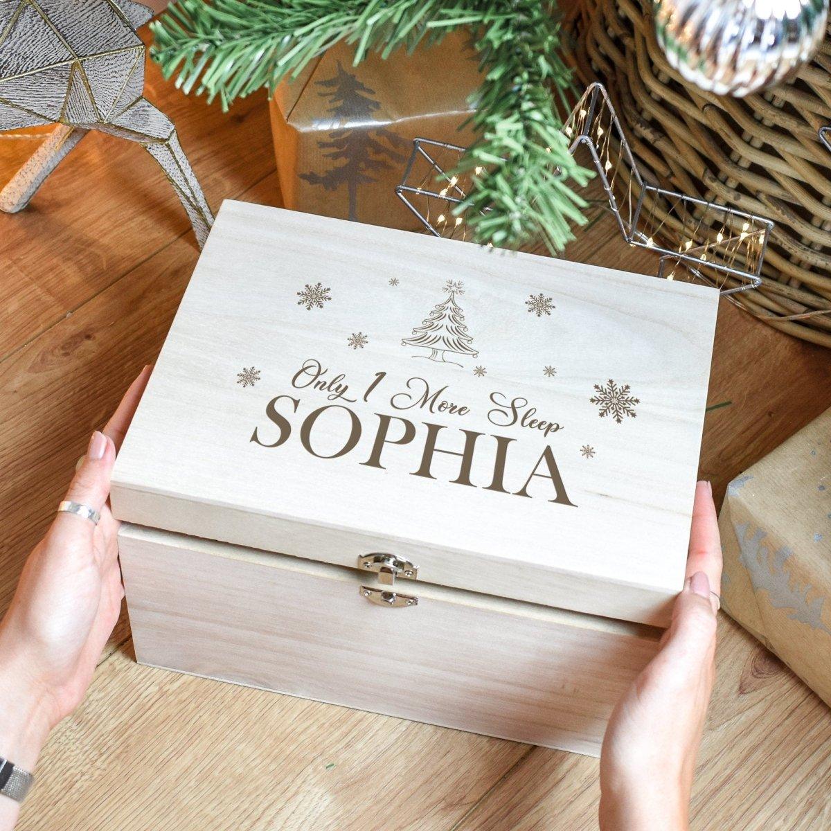 Personalised Christmas Eve Box, 1 More Sleep Christmas Eve  Box, Engraved Christmas Eve Box, Wooden Christmas Box, Engraved Box, Gift Boxes