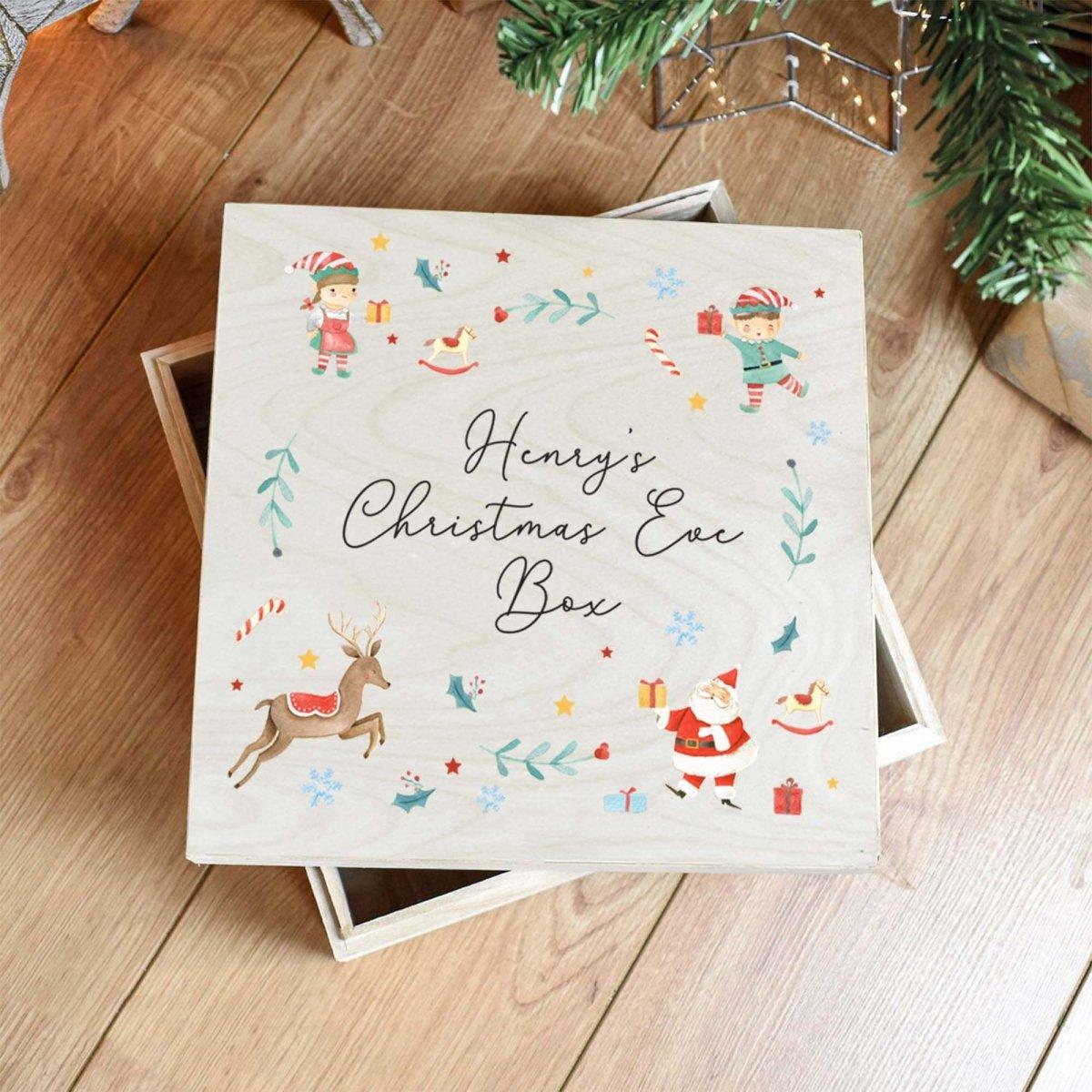 Personalised Christmas Eve Box, Child Xmas Eve Box, Engraved Christmas Eve Box, Xmas Crate, Engraved Boxes, Festive Box, Childs Box, Custom