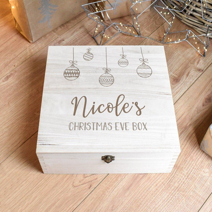 Custom Engraved Wooden Christmas Eve Box for Children