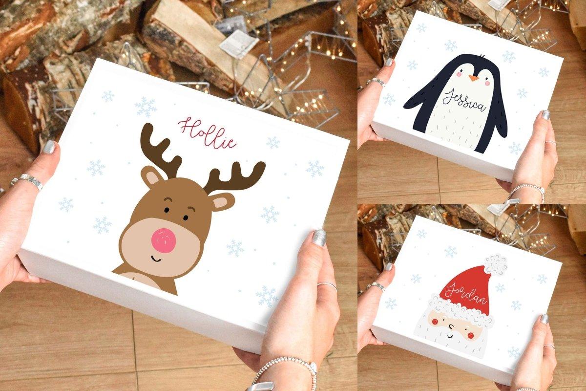 Personalised Christmas Eve Box, Reindeer Christmas Eve Box, Empty Xmas Eve Box, Girls Xmas Box, Empty Christmas Box, Kids Xmas Eve Box