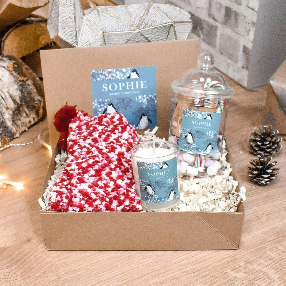 Personalised Christmas Gift Box, Filled Gift Box, Penguin Best Auntie, Colleague Gift Box, Christmas Gift For Her, Filled Gift Set, Gift Box - Amy Lucy