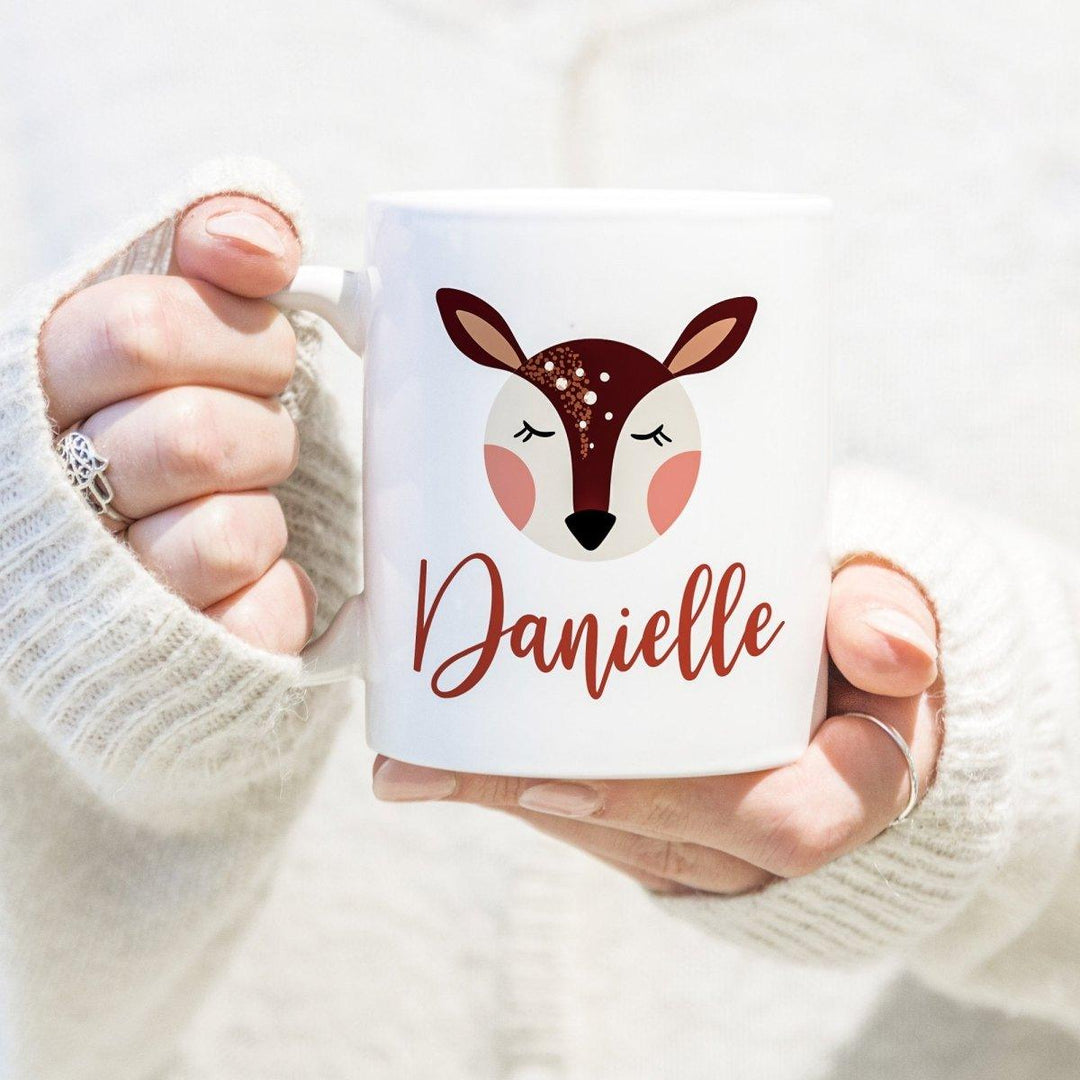 Personalised Christmas Mug, Custom Deer Mug, Xmas Mug Gift, Child Christmas Mug, Christmas Eve Box Fillers, Stocking Fillers, Secret Santa - Amy Lucy