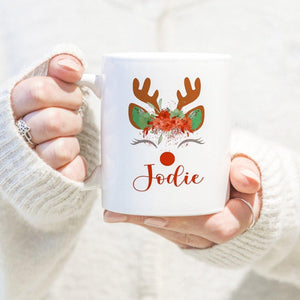 Personalised Christmas Mug, Custom Reindeer Mug, Mug Gift, Child Christmas Mug, Christmas Eve Box Fillers, Stocking Fillers, Secret Santa - Amy Lucy