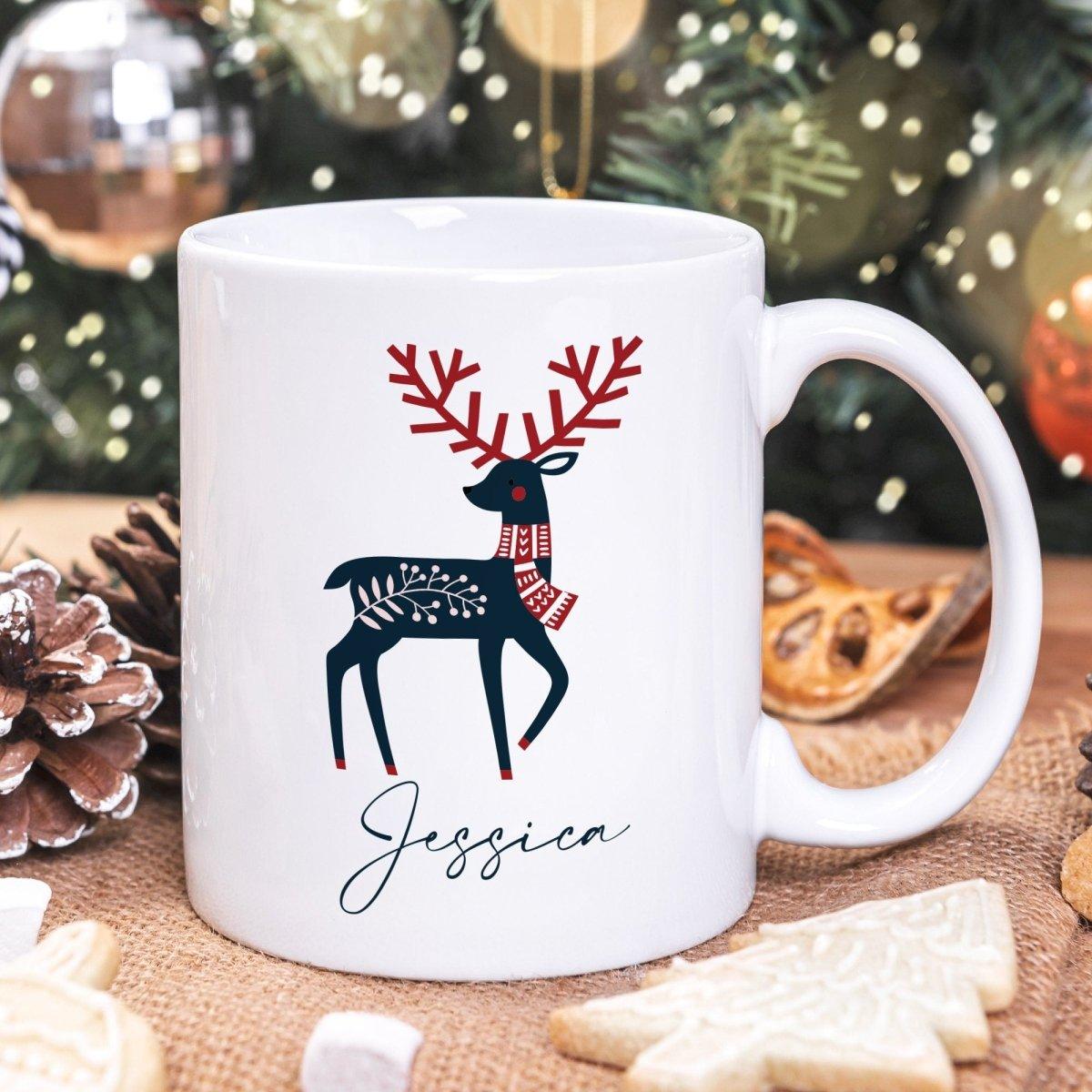 Personalised Christmas Mug, Scandinavian Reindeer Mug, Personalised Reindeer Mug, Hygge Christmas Gift, Winter Mug, Scandinavian Style Gift - Amy Lucy