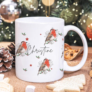 Personalised Christmas Mug, Xmas Mug Gift, Christmas Eve Mug Gift, Christmas Gifts, Robin Mugs, Named Mugs, Custom Mugs, Robin Gift, - Amy Lucy