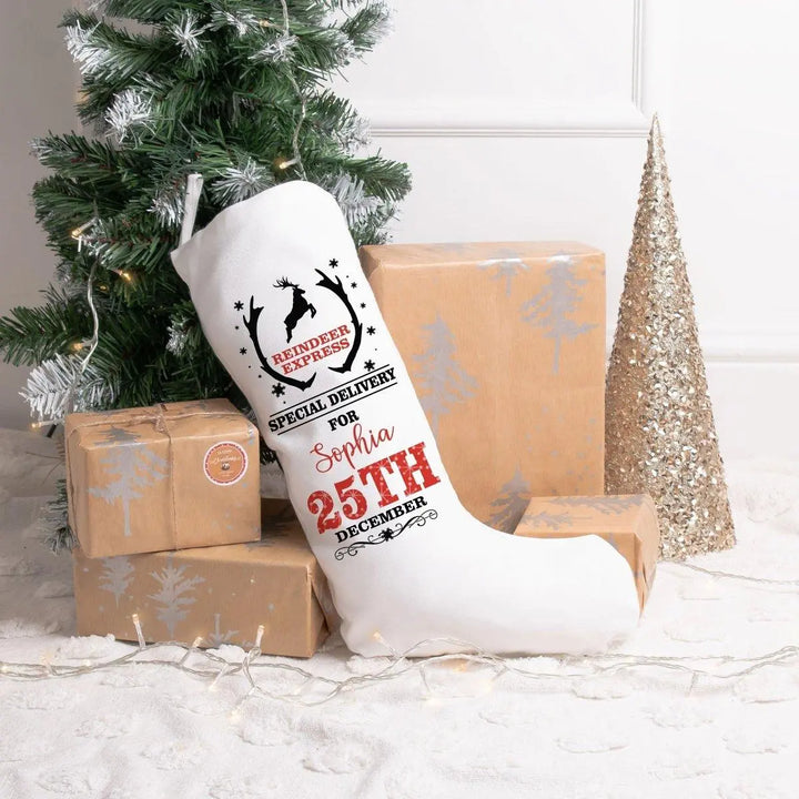 Personalised Christmas Reindeer Stocking, Reindeer Family Christmas Decoration, Christmas Decor, Christmas Santa Stocking, Christmas Family - Amy Lucy