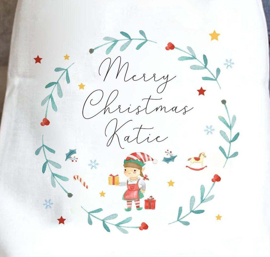 Personalised Christmas Sack, Elf Christmas Sack, Elf Santa Sack, Xmas Eve Sack, Elf D?cor, Christmas Present Sack, Custom Santa Sack, Xmas - Amy Lucy