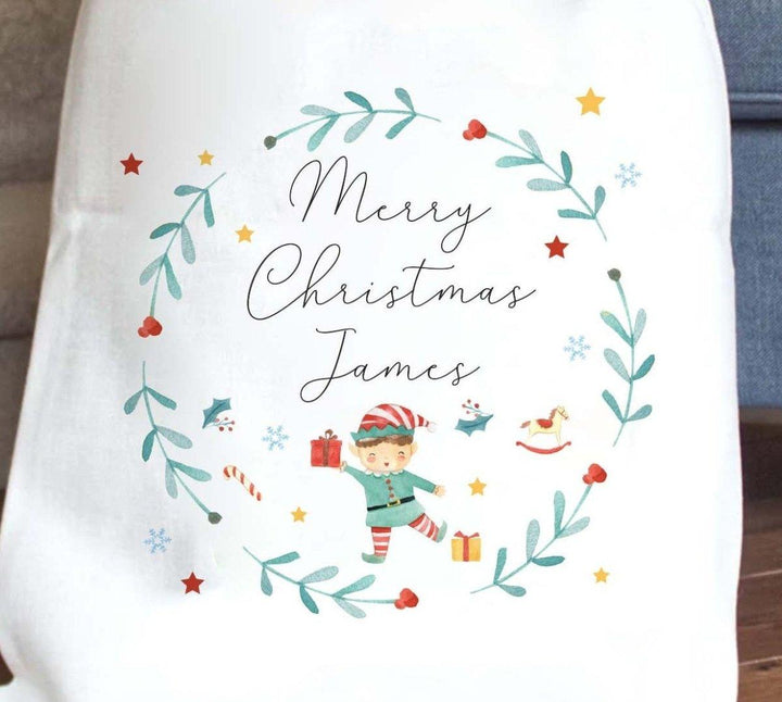 Personalised Christmas Sack, Elf Christmas Sack, Elf Santa Sack, Xmas Eve Sack, Elf D?cor, Christmas Present Sack, Custom Santa Sack, Xmas - Amy Lucy