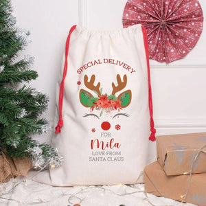 Personalised Christmas Santa Sack, Christmas Eve Present Sack, Personalised Santa Sack Gift Bags, Christmas Gifts, Your Message, Gift Sack - Amy Lucy