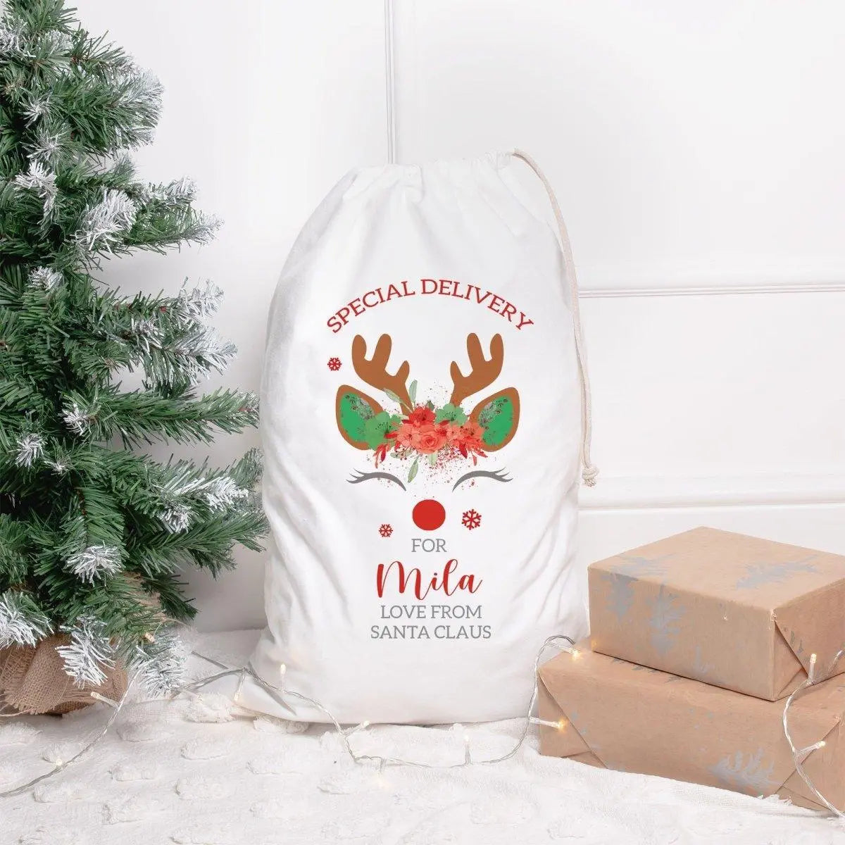 Personalised Christmas Santa Sack, Christmas Eve Present Sack, Personalised Santa Sack Gift Bags, Christmas Gifts, Your Message, Gift Sack - Amy Lucy