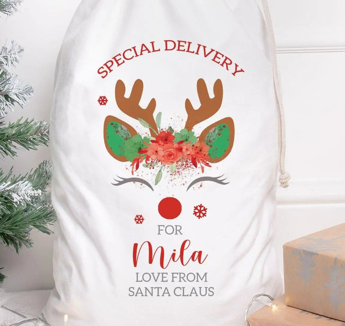 Personalised Christmas Santa Sack, Christmas Eve Present Sack, Personalised Santa Sack Gift Bags, Christmas Gifts, Your Message, Gift Sack - Amy Lucy