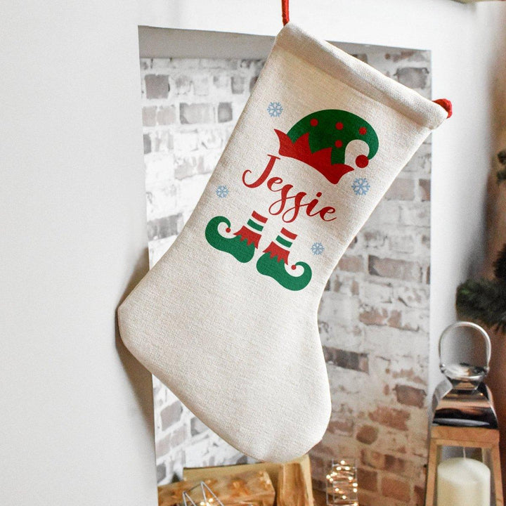 Personalised Christmas Stocking, Christmas Stocking, Name Christmas Stockings, Christmas Family Decoration, Xmas Stocking Hessian, Elf - Amy Lucy