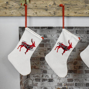 Personalised Christmas Stocking, Christmas Stocking, Personalised Linen Stockings, Stag Christmas Family Decoration, Xmas Stocking Hessian, - Amy Lucy