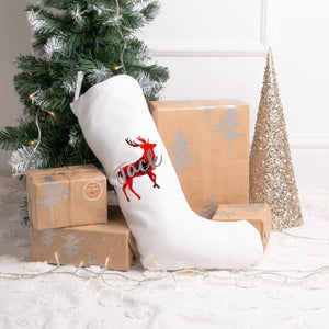 Personalised Christmas Stocking, Christmas Stocking, Personalised Linen Stockings, Stag Christmas Family Decoration, Xmas Stocking Hessian, - Amy Lucy