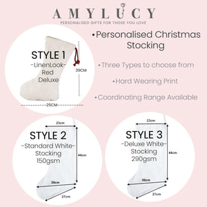 Personalised Christmas Stocking, Christmas Stocking, Personalised Linen Stockings, Stag Christmas Family Decoration, Xmas Stocking Hessian, - Amy Lucy