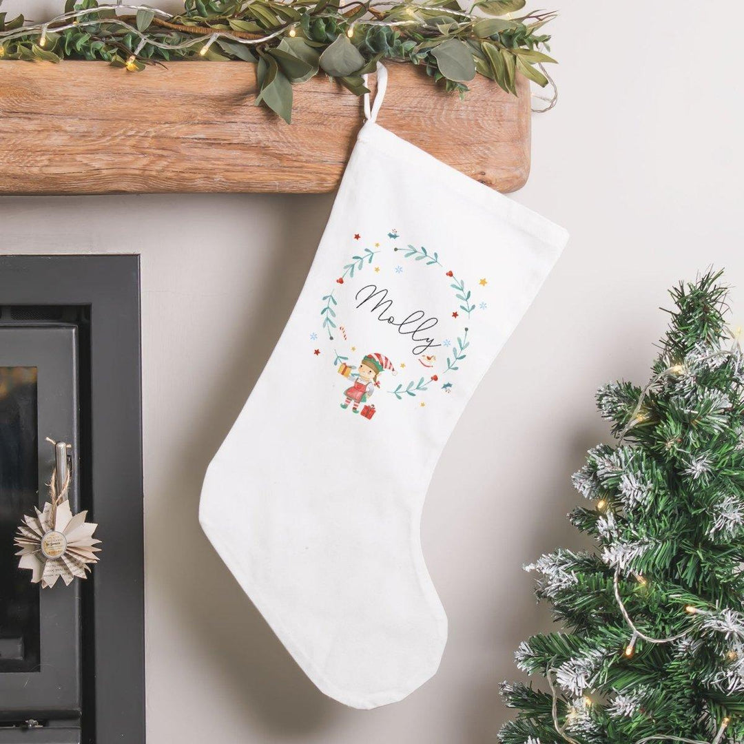 Personalised Christmas Stocking, Elf Christmas Stocking, Elf Santa Stocking, Xmas Stocking, Elf D?cor, Christmas Present Stocking, Xmas - Amy Lucy