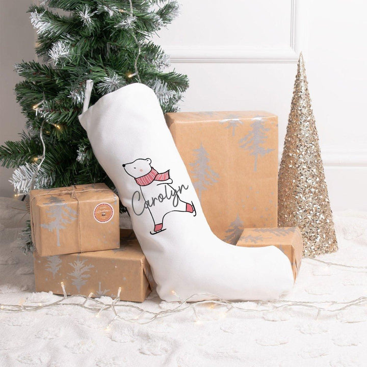 Personalised Christmas Stocking, Family Christmas Stockings, Christmas Family Decoration, Polar Bear Stocking, Name Holiday Stocking - Amy Lucy