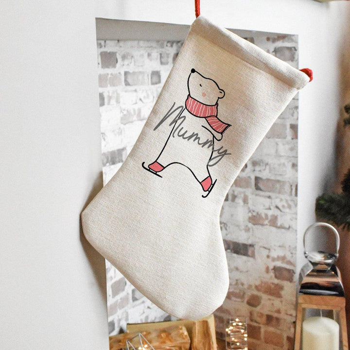 Personalised Christmas Stocking, Family Christmas Stockings, Christmas Family Decoration, Polar Bear Stocking, Name Holiday Stocking - Amy Lucy