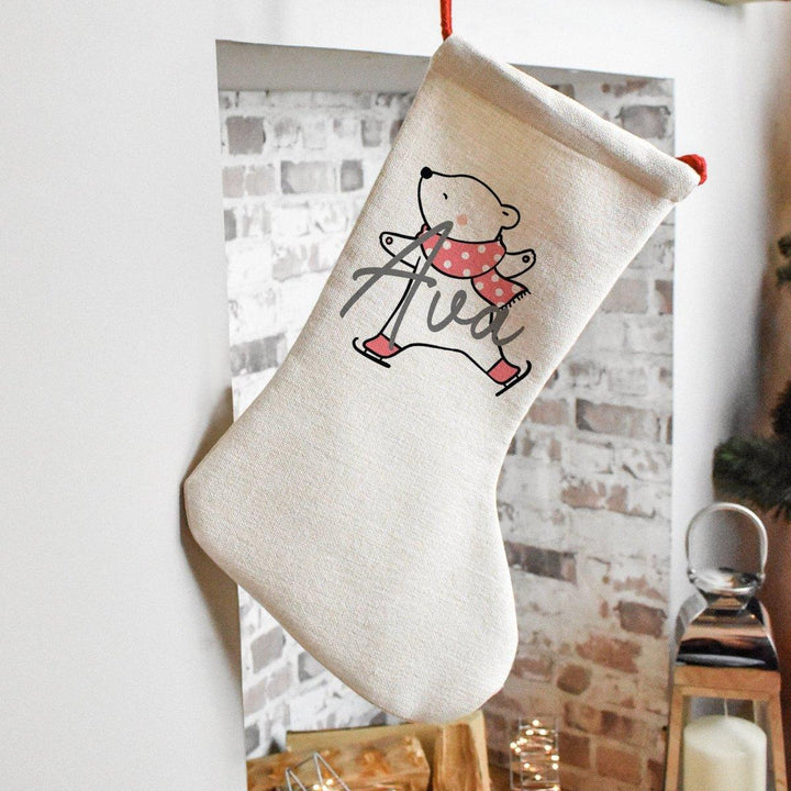 Personalised Christmas Stocking, Family Christmas Stockings, Christmas Family Decoration, Polar Bear Stocking, Name Holiday Stocking - Amy Lucy