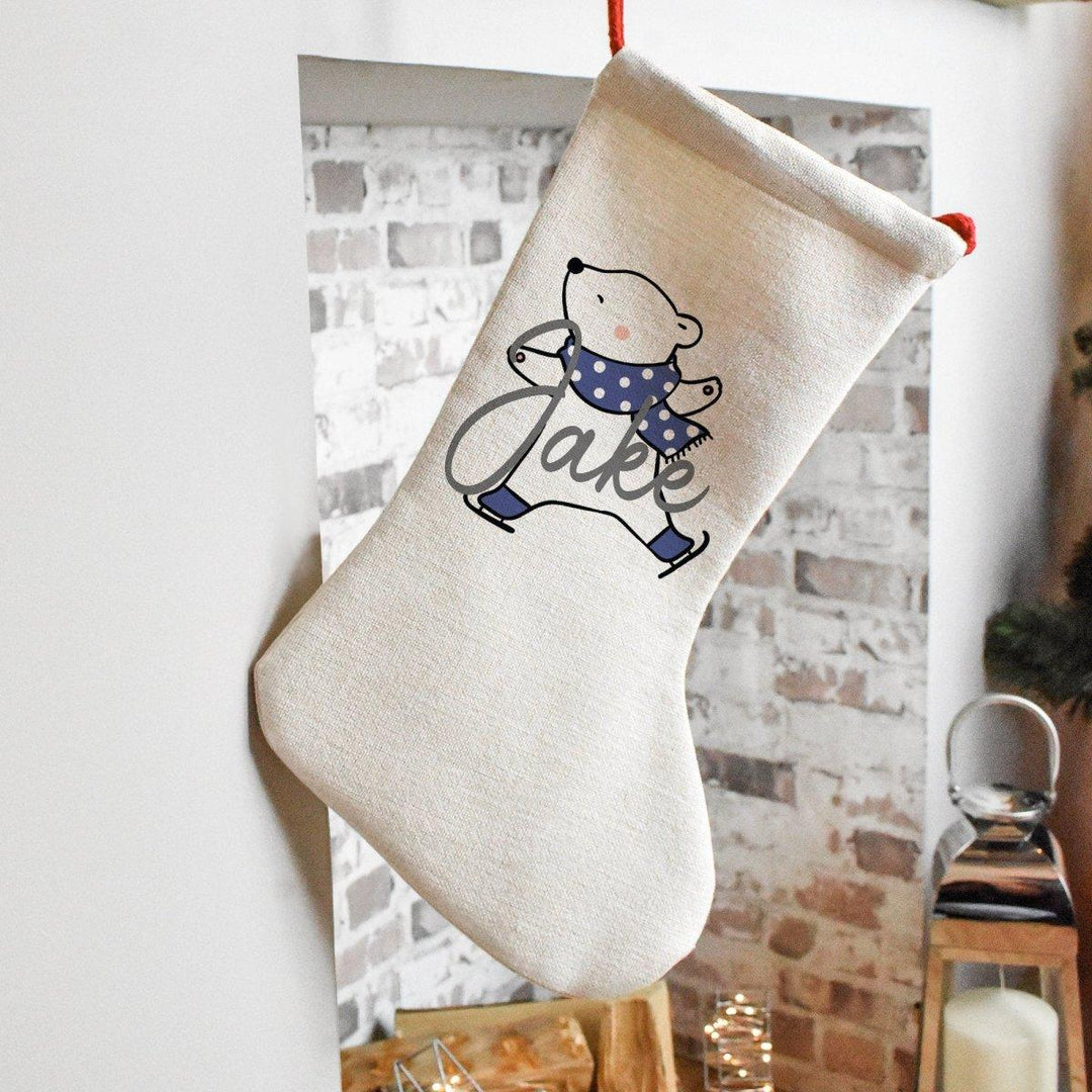 Personalised Christmas Stocking, Family Christmas Stockings, Christmas Family Decoration, Polar Bear Stocking, Name Holiday Stocking - Amy Lucy