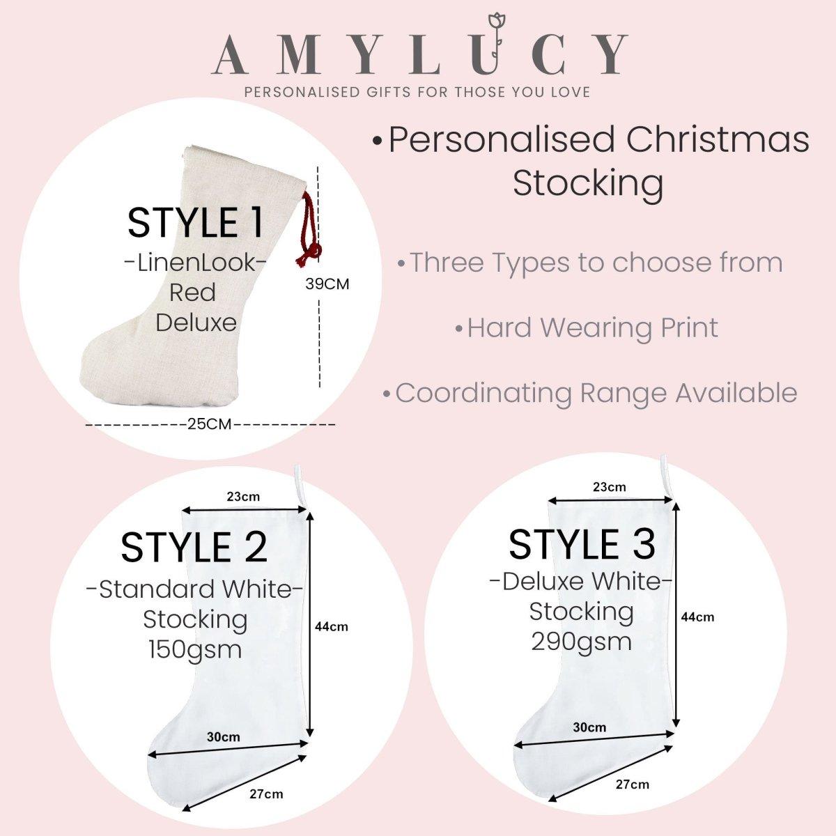 Personalised Christmas Stocking, Reindeer Christmas Stocking, Personalised Linen Stockings, Christmas Family Decoration, Holiday Stocking - Amy Lucy