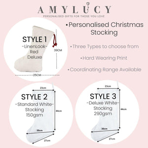 Personalised Christmas Stocking, Reindeer Christmas Stocking, Personalised Linen Stockings, Christmas Family Decoration, Holiday Stocking - Amy Lucy