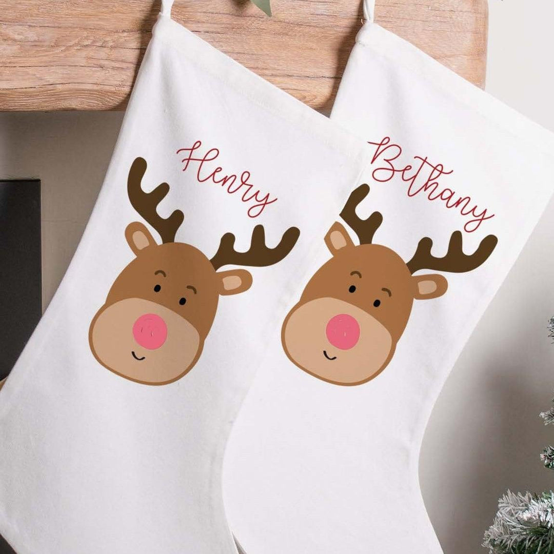 Personalised Christmas Stocking, Reindeer Christmas Stocking, Reindeer Stocking, Xmas Stocking, Christmas D?cor, Animal Stocking, Reindeer - Amy Lucy