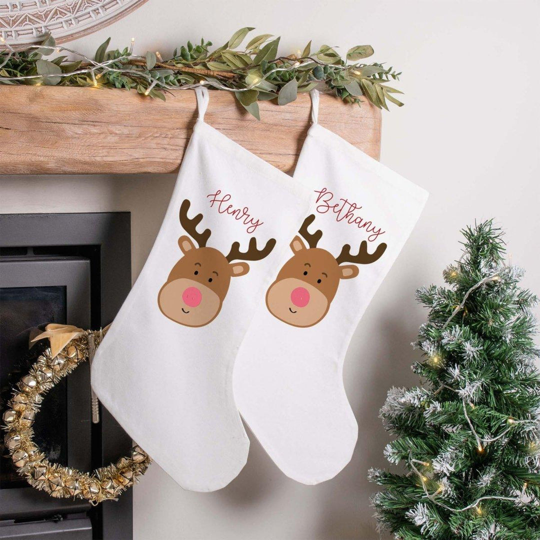 Personalised Christmas Stocking, Reindeer Christmas Stocking, Reindeer Stocking, Xmas Stocking, Christmas D?cor, Animal Stocking, Reindeer - Amy Lucy