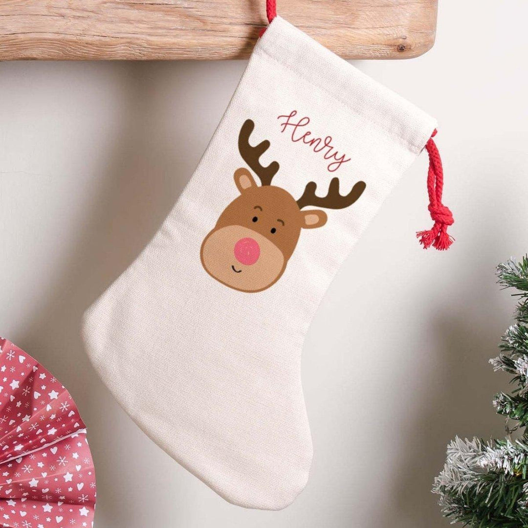 Personalised Christmas Stocking, Reindeer Christmas Stocking, Reindeer Stocking, Xmas Stocking, Christmas D?cor, Animal Stocking, Reindeer - Amy Lucy