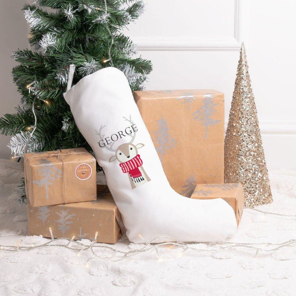 Personalised Christmas Stocking, Reindeer Stocking, Family Stockings, Matching Stockings, Name Christmas Stocking, Holiday Stocking, Linen - Amy Lucy