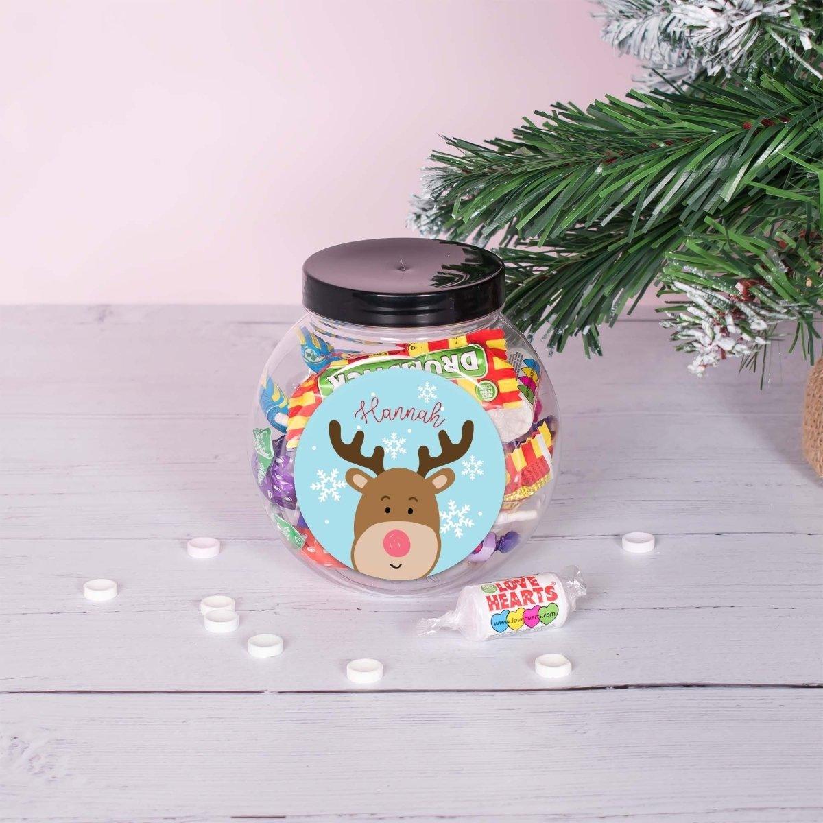 Personalised Christmas Sweet Jar Filled , Christmas Sweets Gift, Christmas Treat Box, Retro Sweets, Christmas Stocking Filler, Filled Jar - Amy Lucy