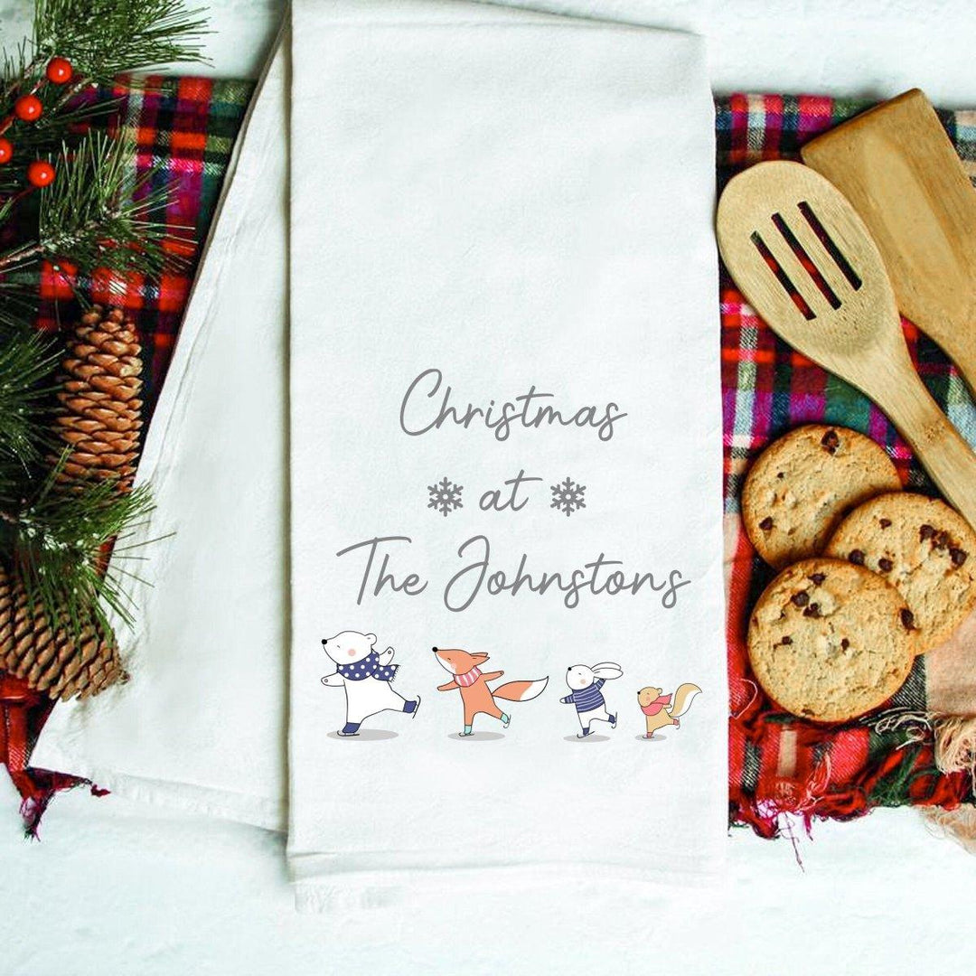 Personalised Christmas Tea Towel, Christmas Family Name Tea Towel, Family Name Homeware, Family Christmas Gift, Custom Tea Towel, Xmas Decor - Amy Lucy