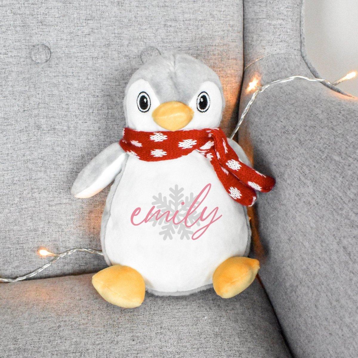 Personalised Christmas Teddy, Pink Baby Girl Gift, Custom Cuddly Toy, Baby Stocking Filler, ReindeerTeddy, Bunny Owl Penguin Toy, Xmas Plush - Amy Lucy