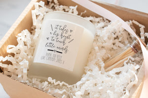 Personalised Classic Teacher Thank You Candle with gift presentation details